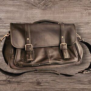 Genuine Coach Leather Laptop Attache Shoulder Case Bag in Black
